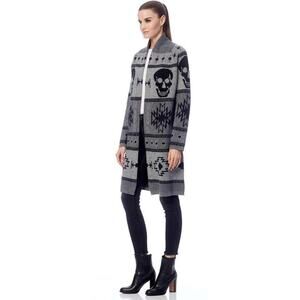 Skull Cashmere Willa Intarsia Wool Cashmere Long Cardigan Sweater S